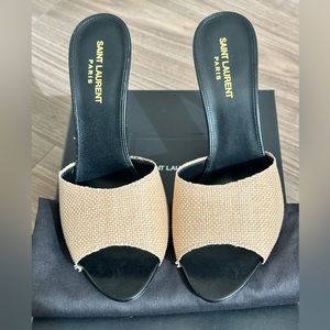 YSL LA 16 MULES IN RAFFIA